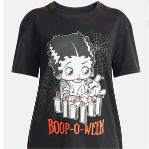 Betty Boop Women's Graphic Print Washed Tee with Short Sleeves